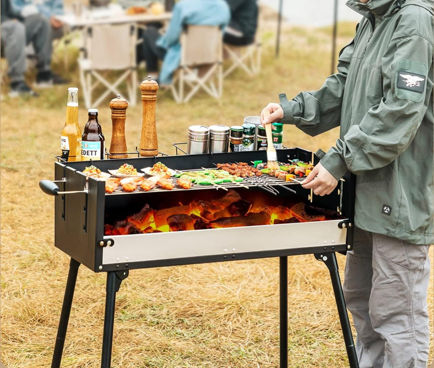 Barbecue à charbon en acier inoxydable