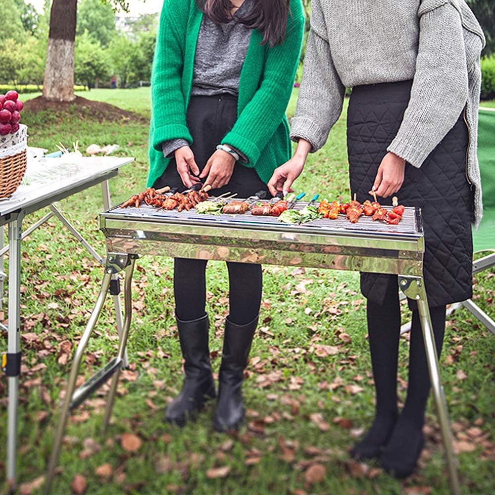 Barbecue à charbon pliable en acier inoxydable