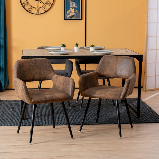 Lot de 2 Chaise de Salle à Manger en Velours Marron