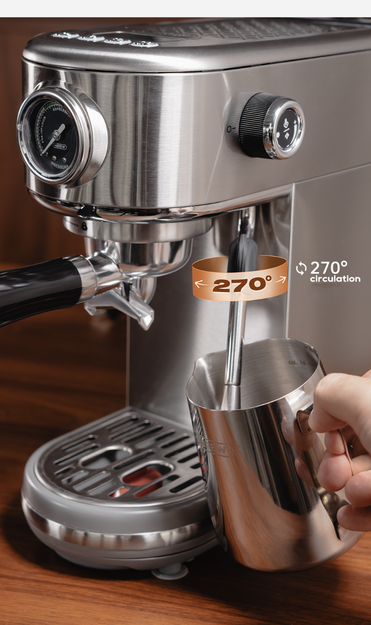 🍵 Machine à Café Expresso Semi-Automatique avec mousseur à lait – Performance Professionnelle à la Maison !