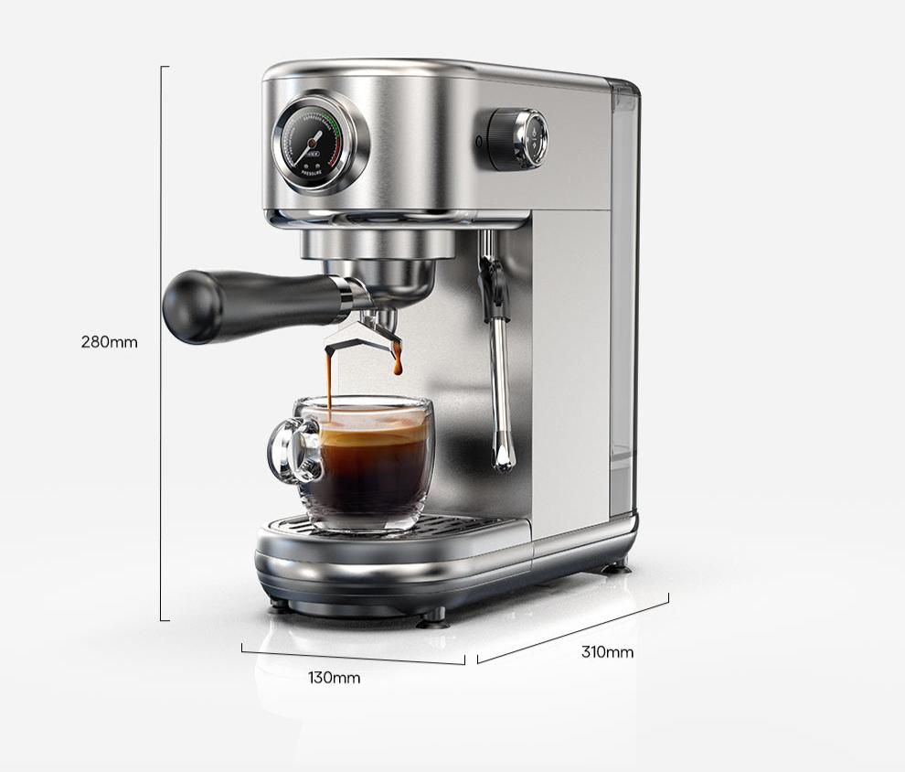 🍵 Machine à Café Expresso Semi-Automatique avec mousseur à lait – Performance Professionnelle à la Maison !