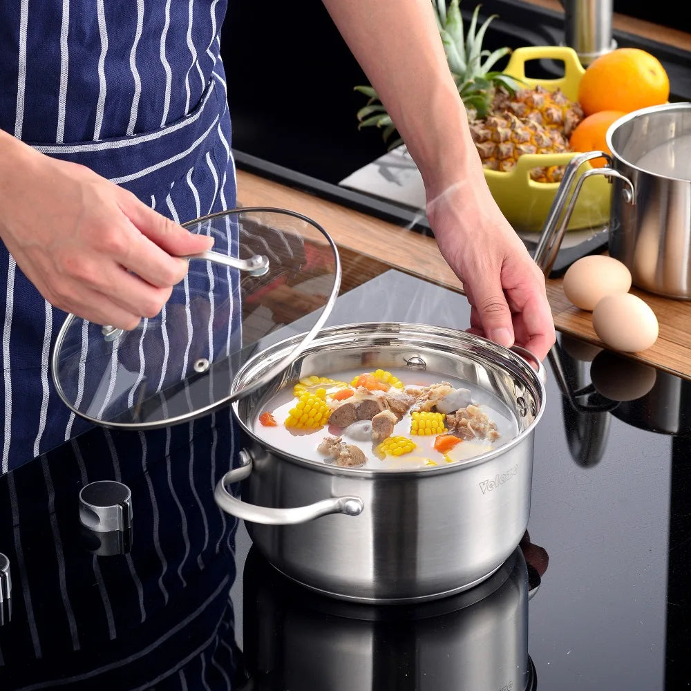 Ensemble de batterie de cuisine en acier inoxydable à induction de 9 pièces