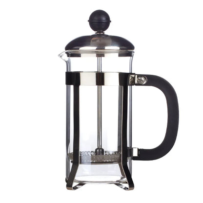 Cafetière à piston en verre et acier inoxydable