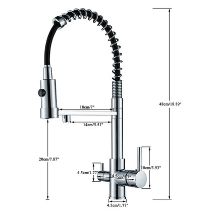 Robinets de cuisine à double poignée avec bec filtrant