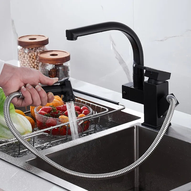 Mitigeur de cuisine avec douchette extractible noir