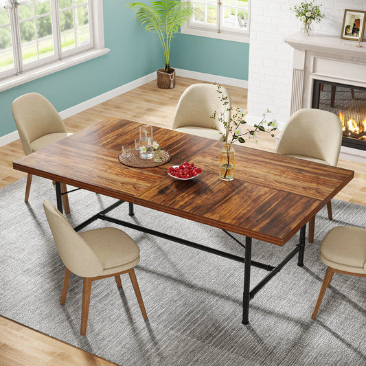 Table de salle à manger en bois avec cadre en métal