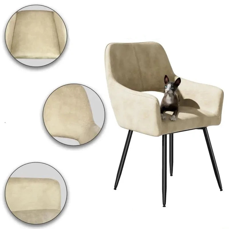 Lot de 2 Chaise de Salle à Manger en Velours beige