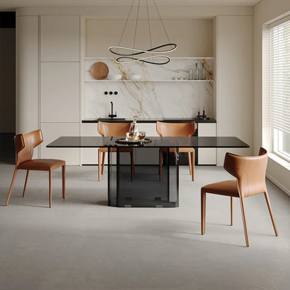 Table de salle à manger de luxe en verre noir