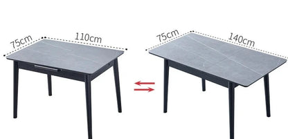 Table à manger extensible carrée en bois massif avec pieds pliables