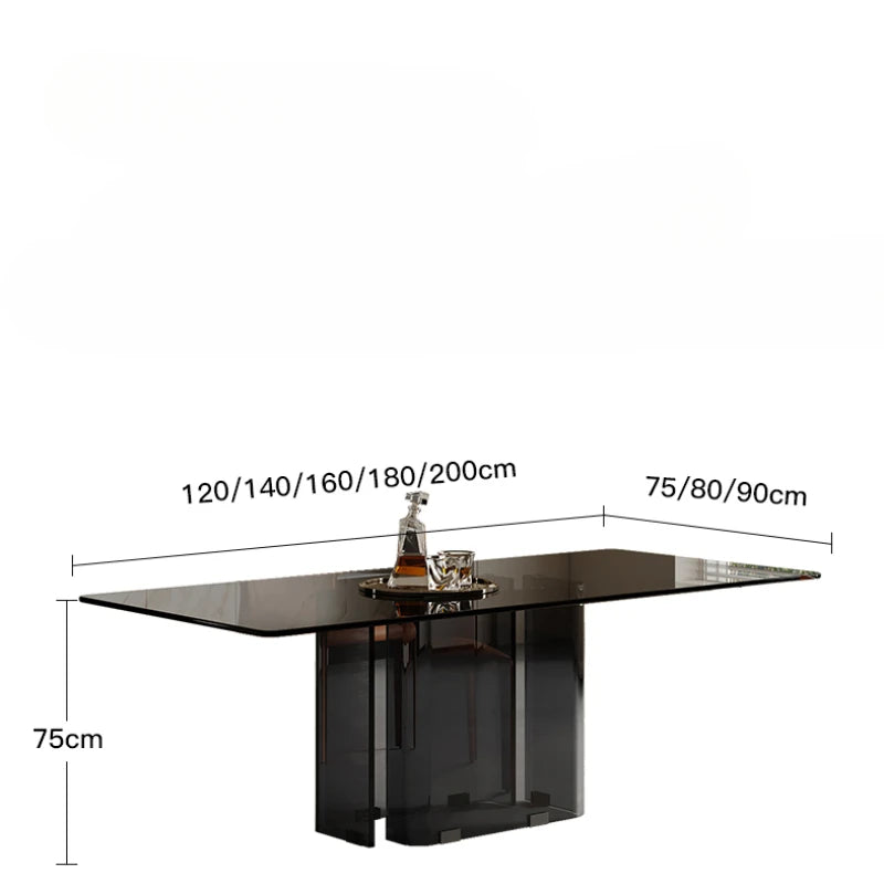 Table de salle à manger de luxe en verre noir