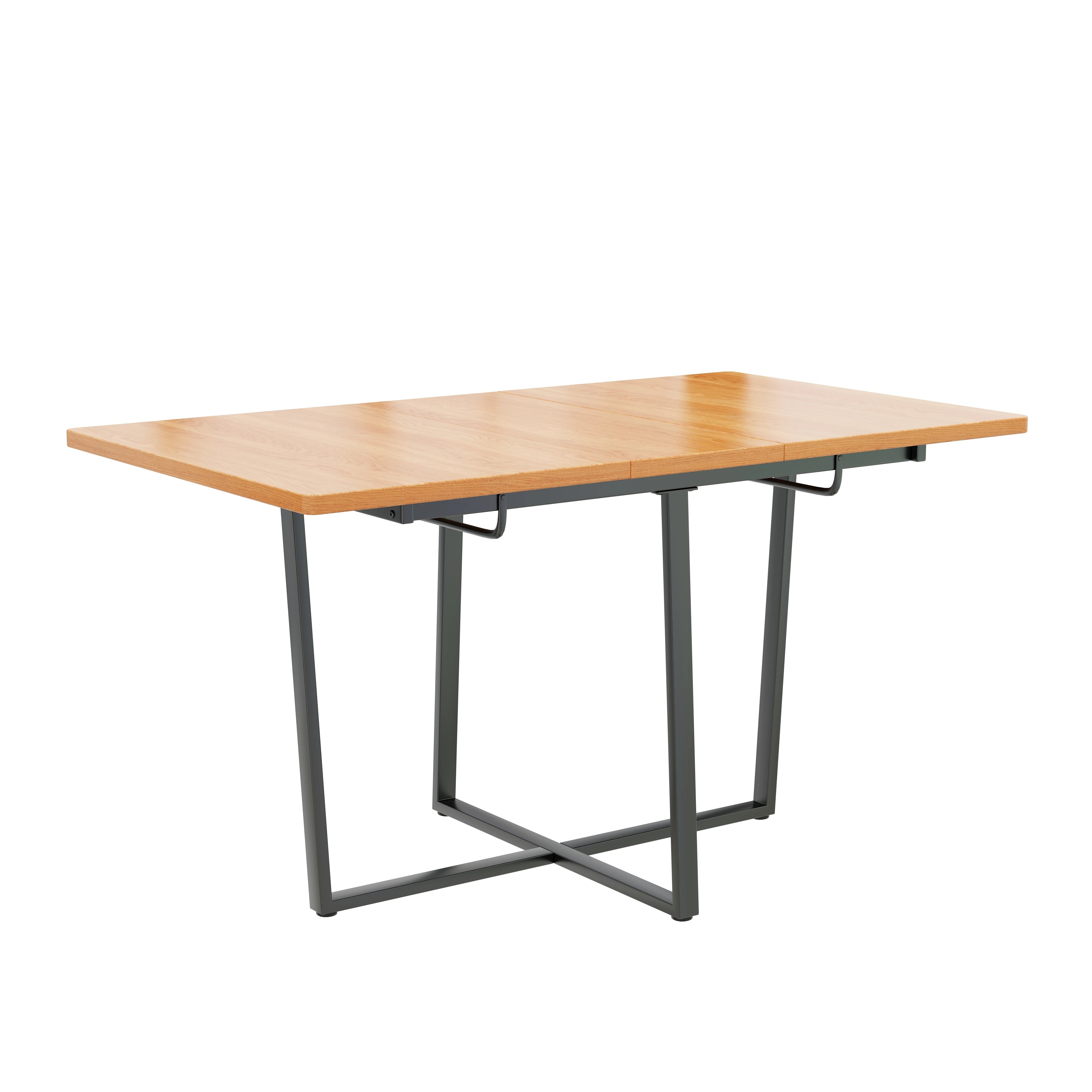 Table de salle à manger moderne extensible avec pieds en métal noir pour 4 à 6 personnes