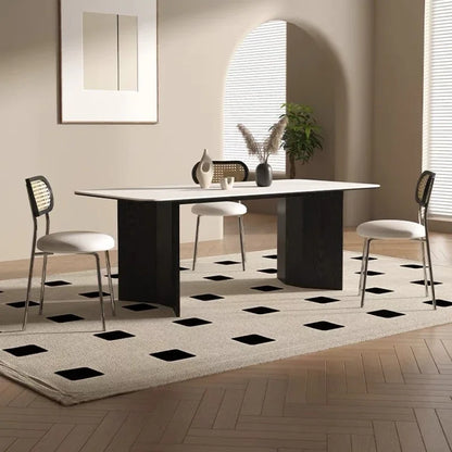 Table salle à manger de luxe rectangulaire avec pied en bois noir