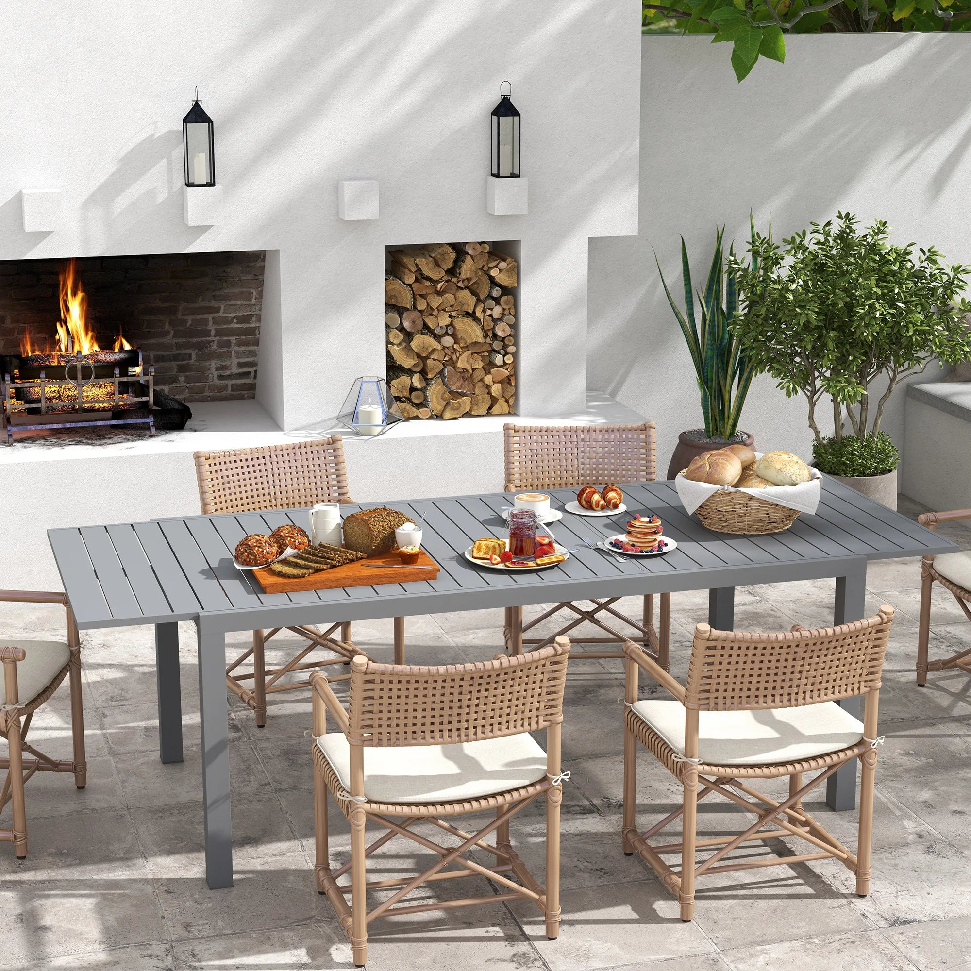🪑 Table de Jardin Extensible en Aluminium | 180-240 x 94 cm – Accueille jusqu’à 8 personnes avec style