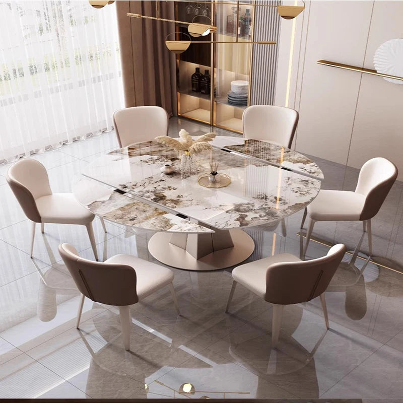 Ensemble de table en marbre extensible à manger de luxe