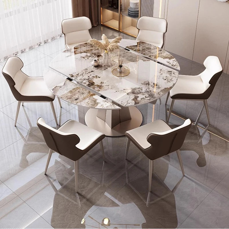 Ensemble de table en marbre extensible à manger de luxe