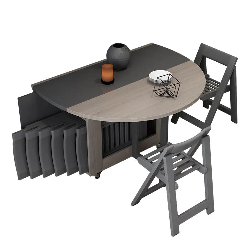 Table à manger ronde pliante multifonctionnel avec chaises