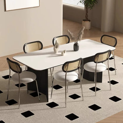 Table salle à manger de luxe rectangulaire avec pied en bois noir