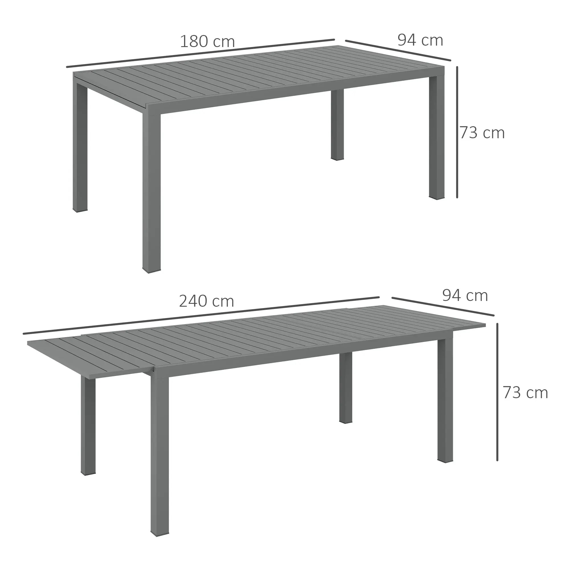🪑 Table de Jardin Extensible en Aluminium | 180-240 x 94 cm – Accueille jusqu’à 8 personnes avec style