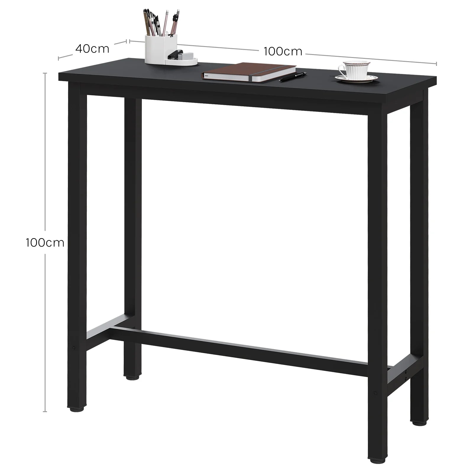 Table de Bar noir en métal | 40 x 100 x 100 cm