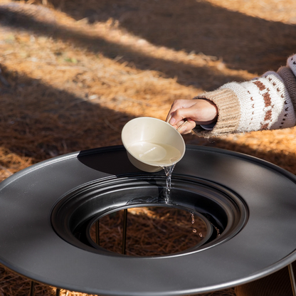 Table ronde pliante avec barbecue intégrée portable en métal