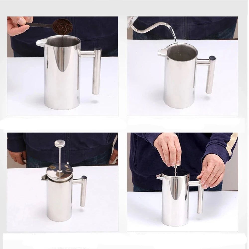 Cafetière à piston en acier inoxydable