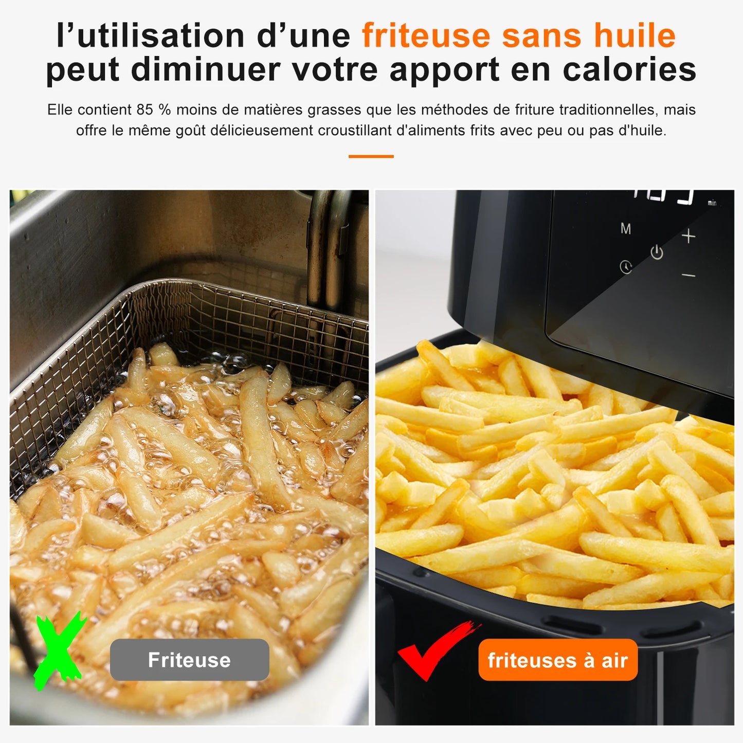 Friteuse à air avec fenêtre visuelle - 5,5L