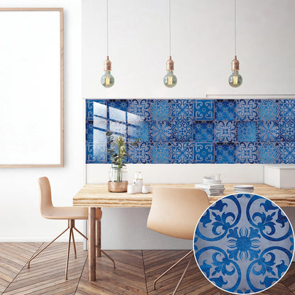 Autocollant de carrelage mural en bleu pour cuisine