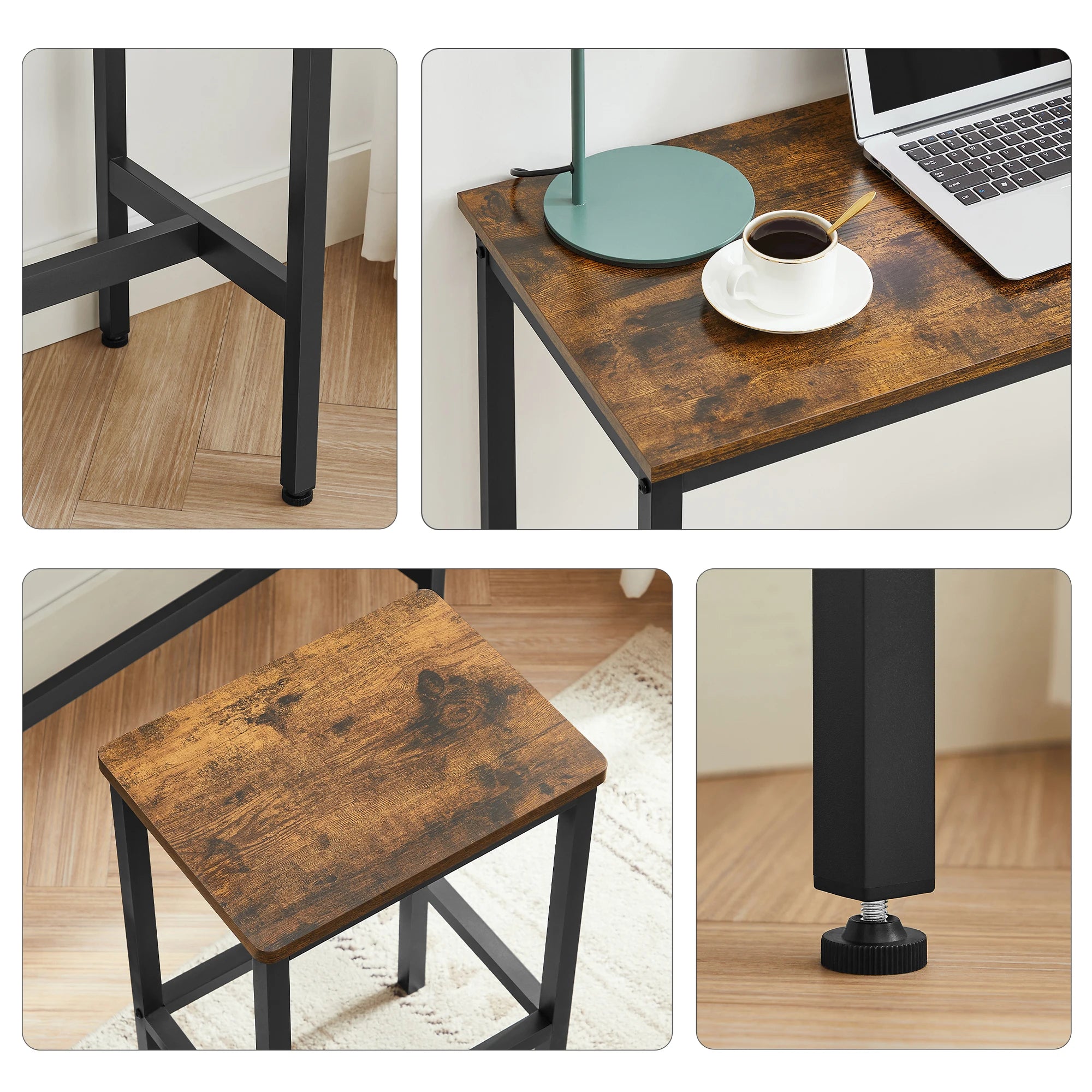 Ensemble de table de Salle à Manger avec 2 Tabourets de Bar en Style Industrielle