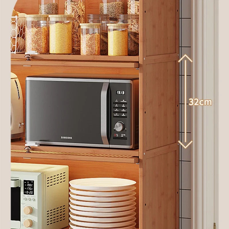 Étagères de rangement de cuisine avec armoire à 3 étages en bois