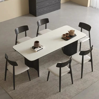 Table salle à manger de luxe rectangulaire avec pied en bois noir