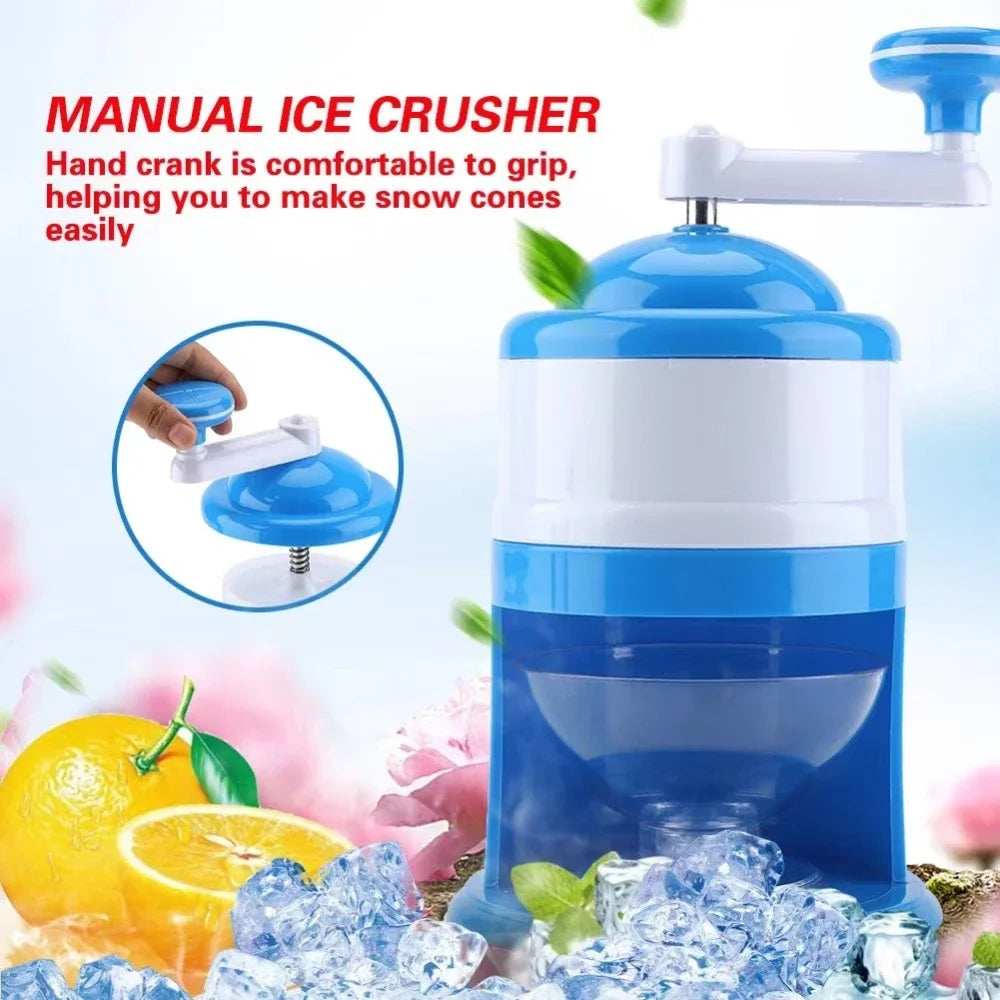 Portable Hand Crank Ice Crusher – Manual Ice Shaver Machine for Smoothies, Snow Cones & Frozen Drinks | Compact & Easy to Use