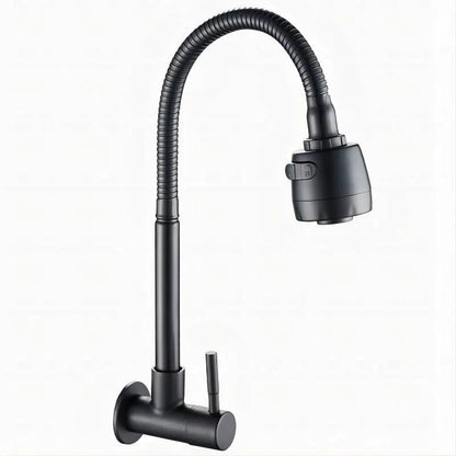 Robinet de cuisine murale noir en acier inoxydable