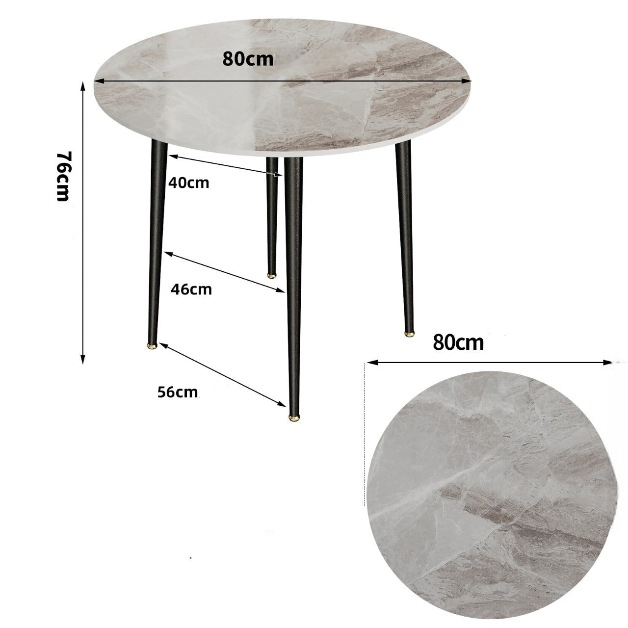 Table à manger ronde en pierre frittée