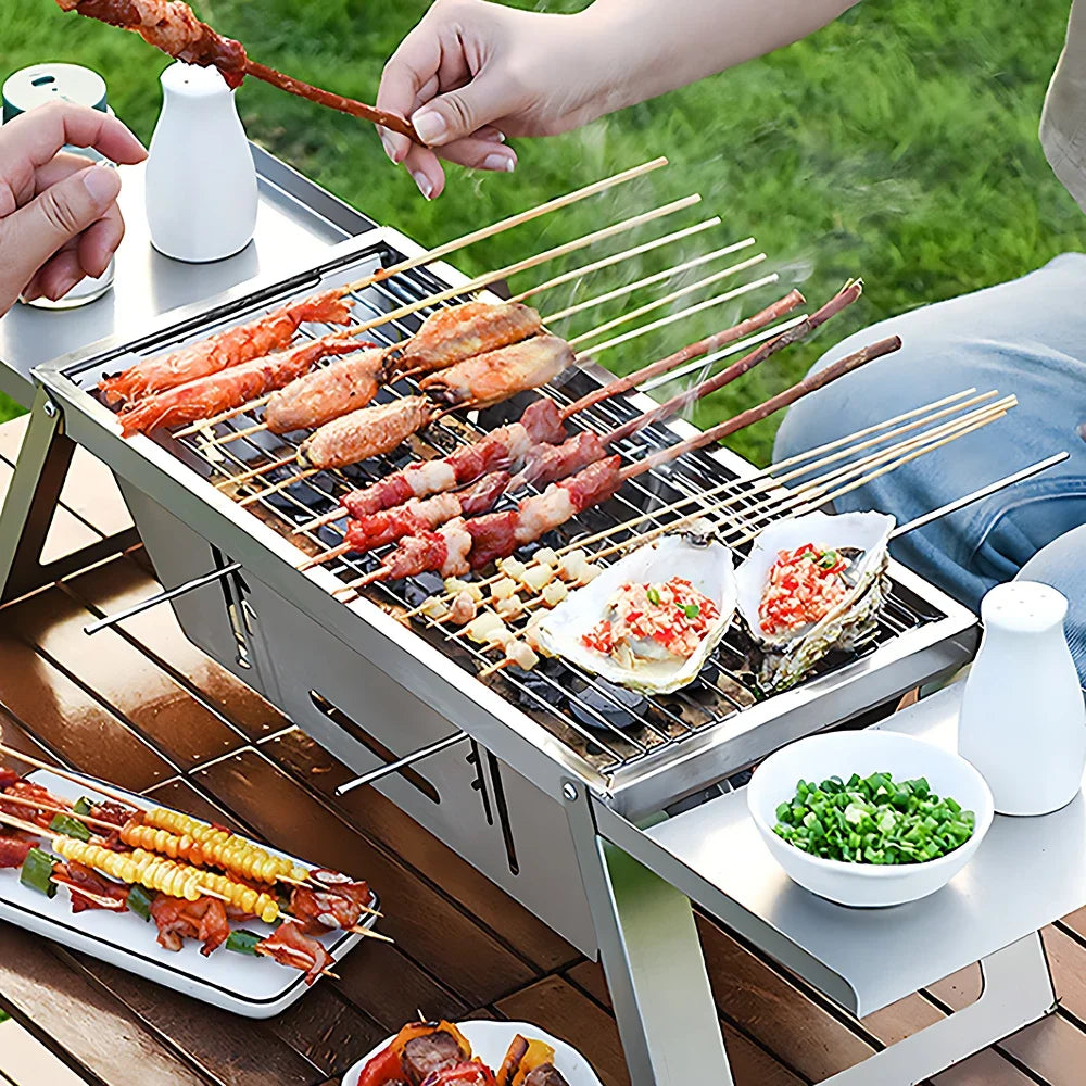 Barbecue portable et pliable en acier inoxydable