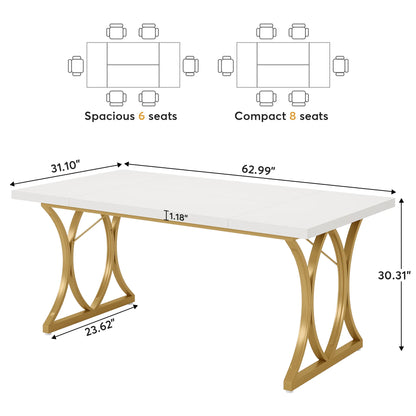 Table salle à manger style rétro avec pieds dorée