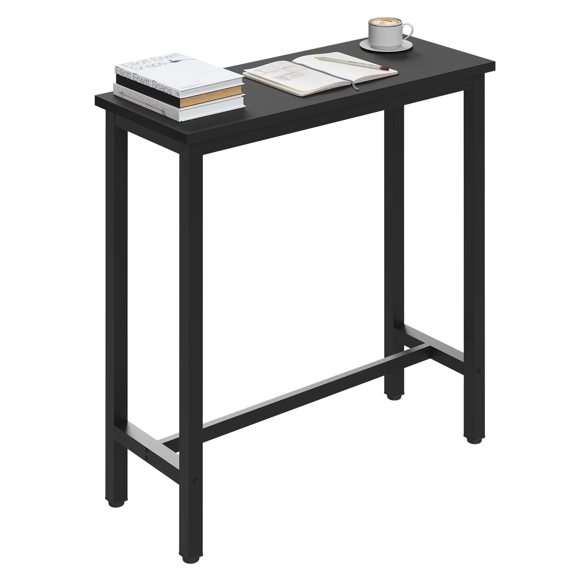 Table de Bar noir en métal | 40 x 100 x 100 cm
