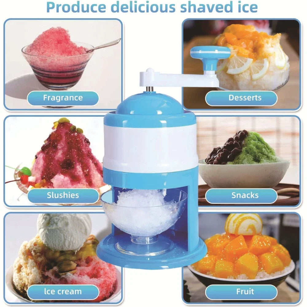 Portable Hand Crank Ice Crusher – Manual Ice Shaver Machine for Smoothies, Snow Cones & Frozen Drinks | Compact & Easy to Use