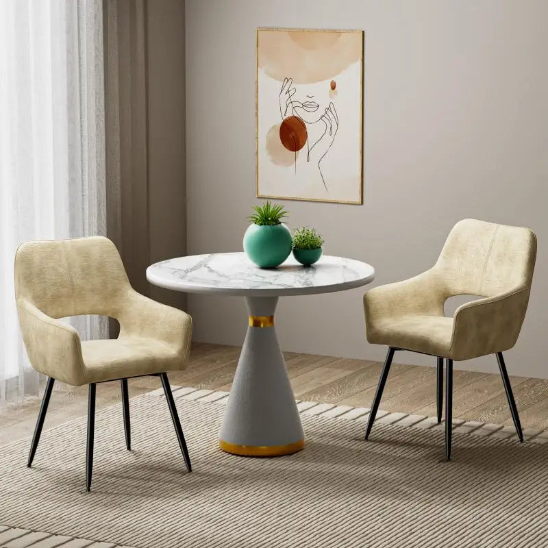 Lot de 2 Chaise de Salle à Manger en Velours beige
