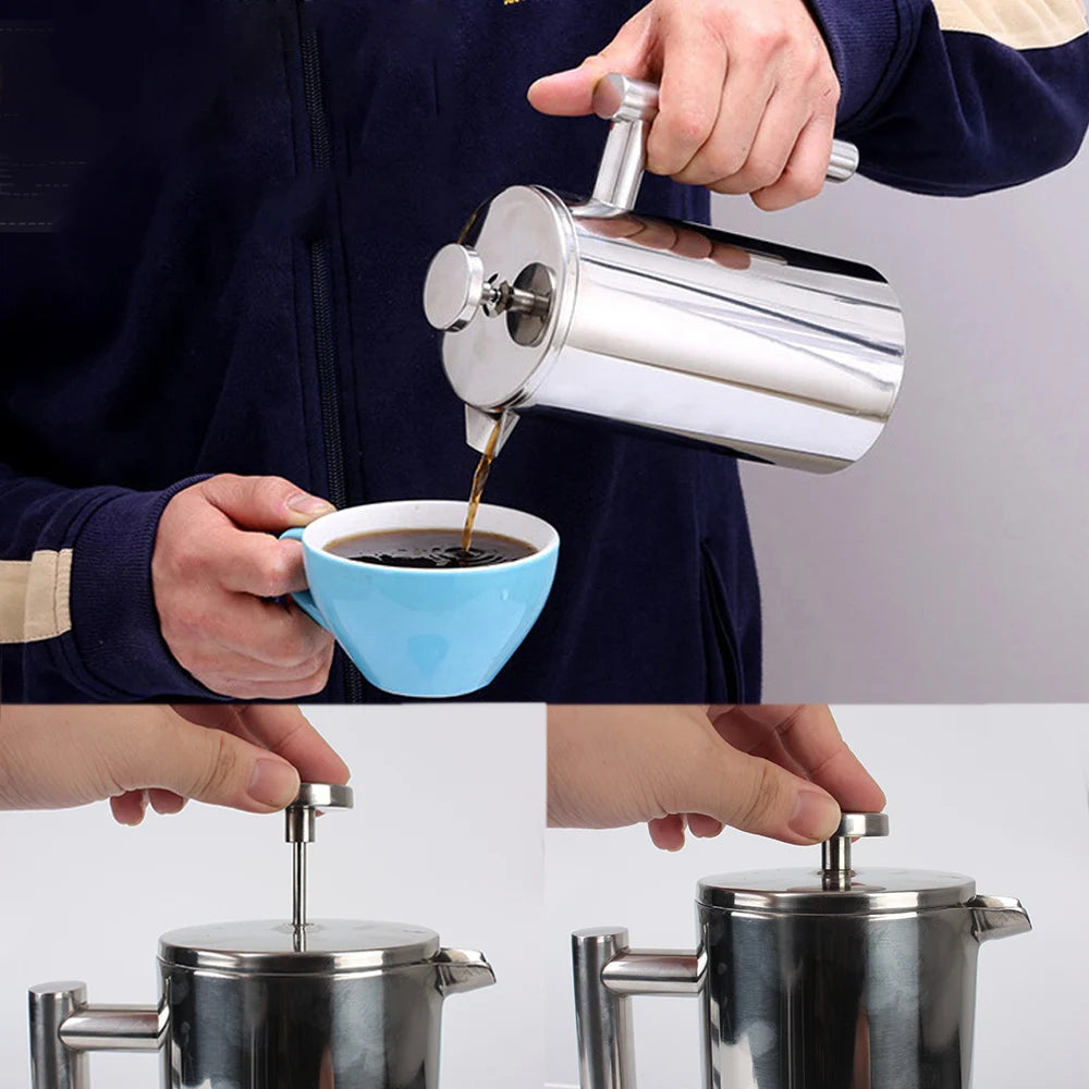 Cafetière à piston en acier inoxydable