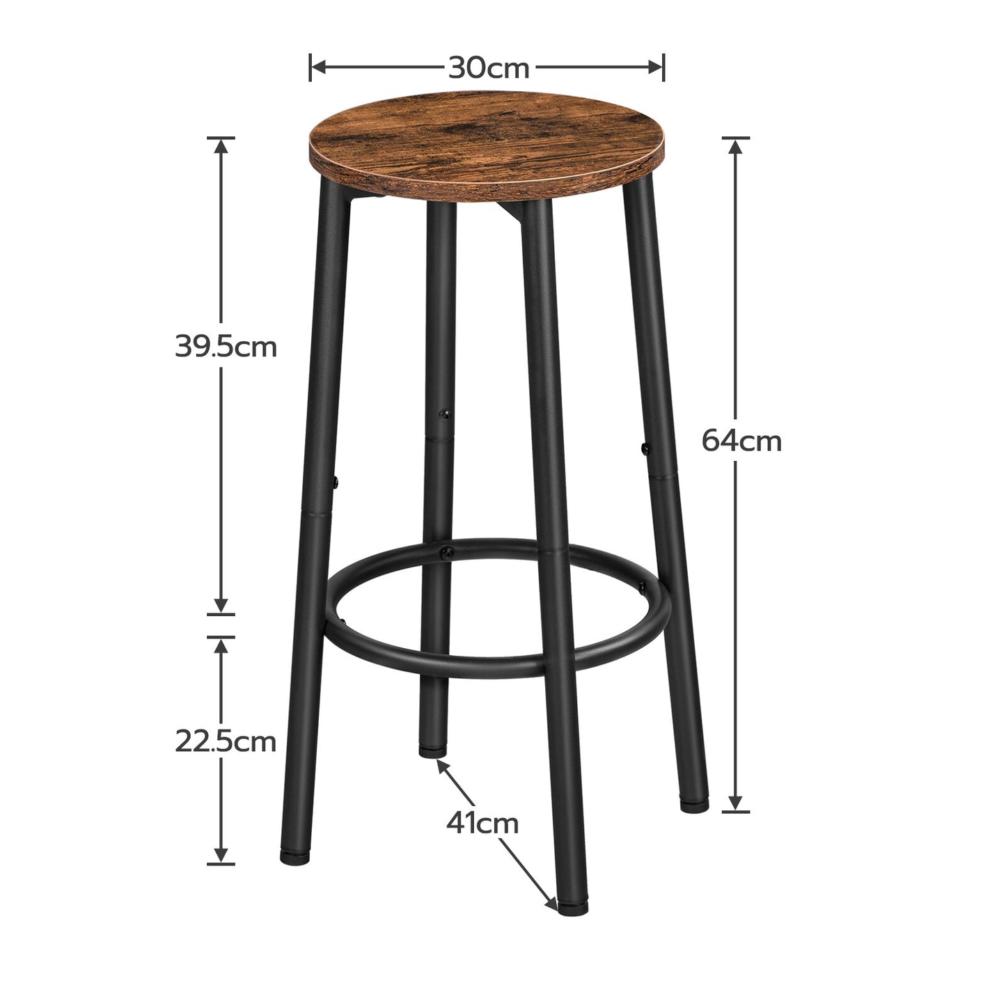 Lot de 2 Tabourets de bar nordiques en bois