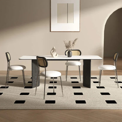 Table salle à manger de luxe rectangulaire avec pied en bois noir