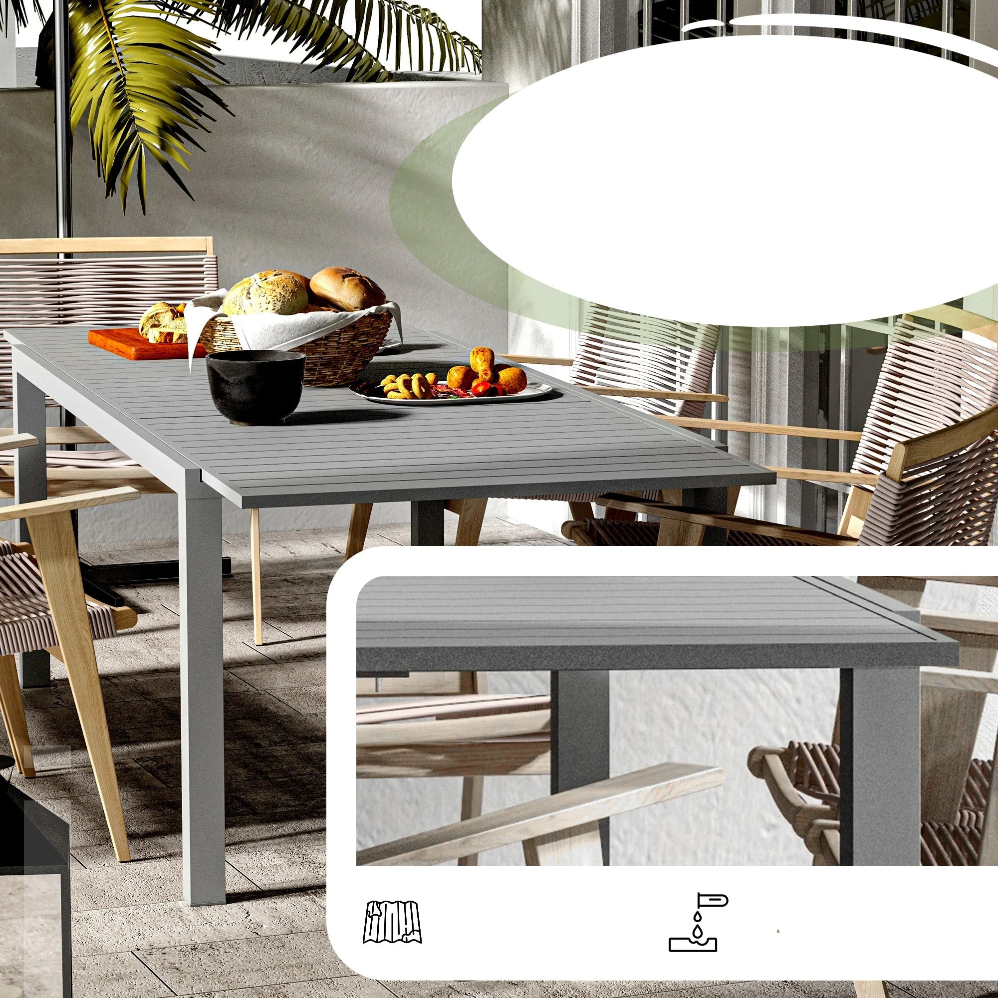 🪑 Table de Jardin Extensible en Aluminium | 180-240 x 94 cm – Accueille jusqu’à 8 personnes avec style