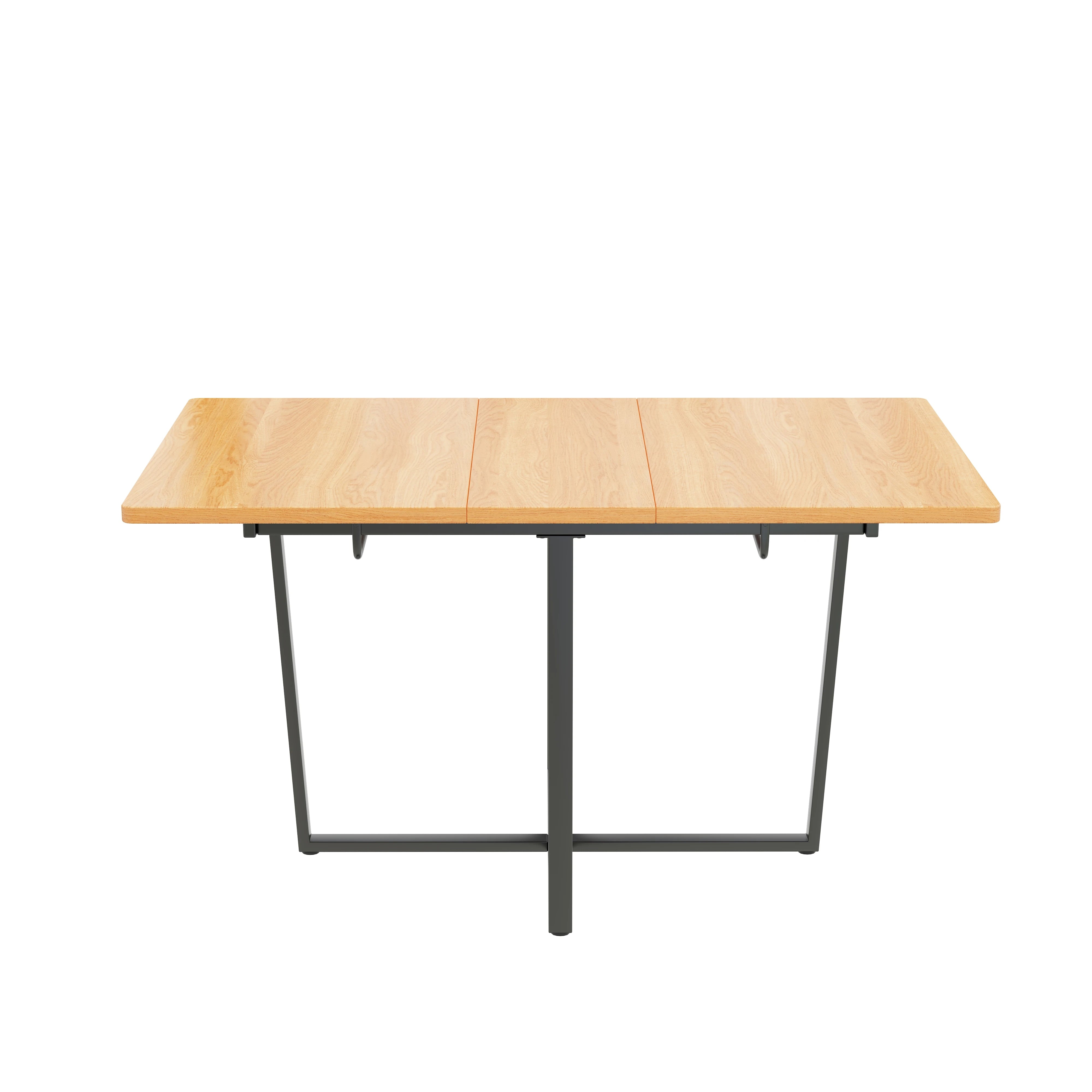 Table de salle à manger moderne extensible avec pieds en métal noir pour 4 à 6 personnes