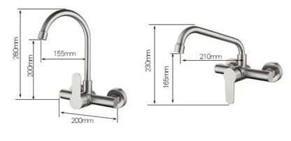 Robinet de cuisine murale en Acier Inoxydable