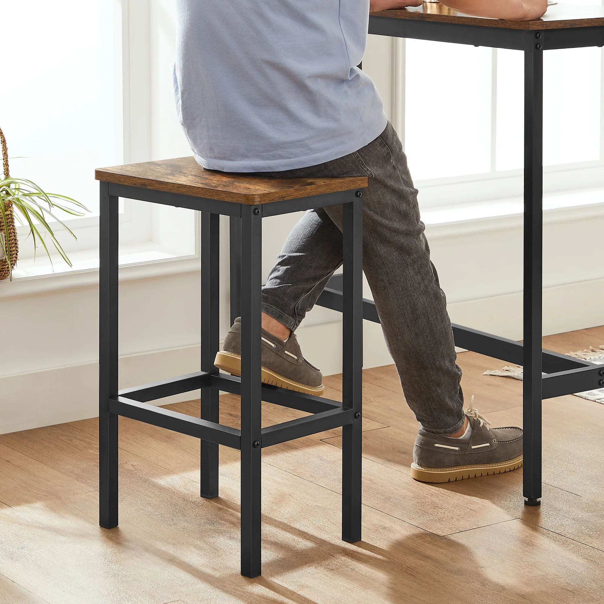 Ensemble de table de Salle à Manger avec 2 Tabourets de Bar en Style Industrielle