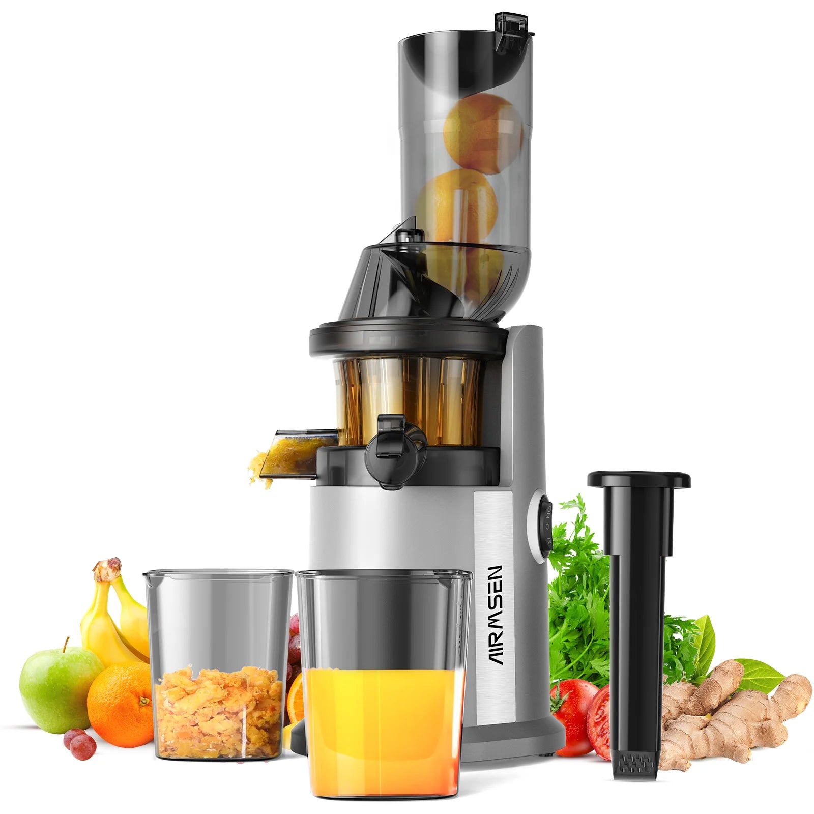 🍹 Extracteur de Jus à Froid | Goulotte Large & Nettoyage Facile – 60 tr/min, 7 Étapes d’Extraction
