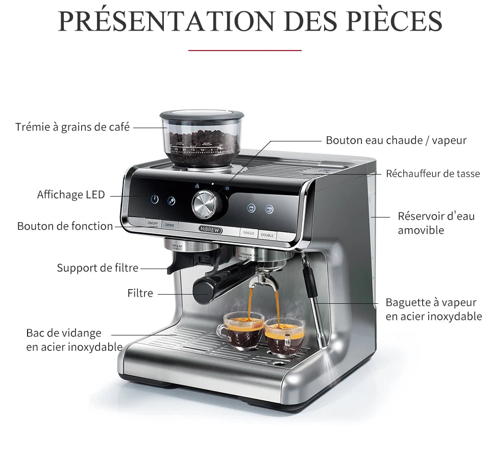 Machine à expresso professionnel avec moulin à café