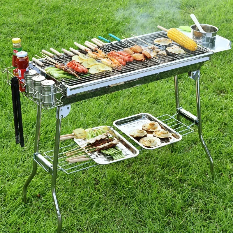 Barbecue à charbon pliable en acier inoxydable