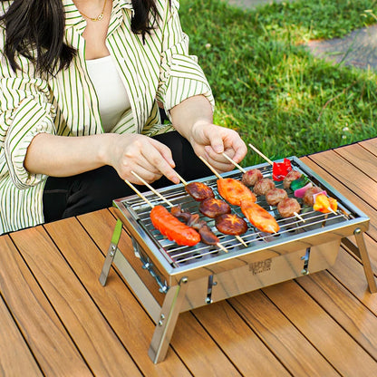 Barbecue portable et pliable en acier inoxydable