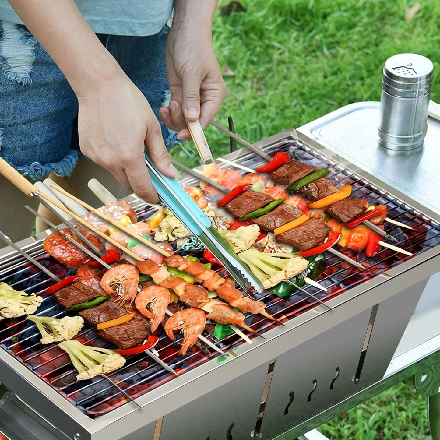 Barbecue portable et pliable en acier inoxydable